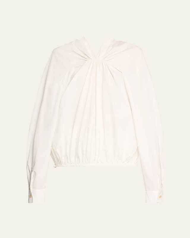 Braceback Poplin Gathered Drawstring Balloon Top